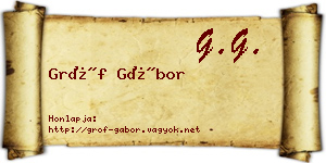 Gróf Gábor névjegykártya