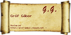 Gróf Gábor névjegykártya